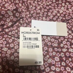 Nordstrom Red Ditsy Print Top